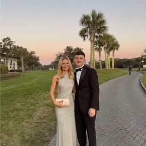 Meshki Silver One-Shoulder Dress